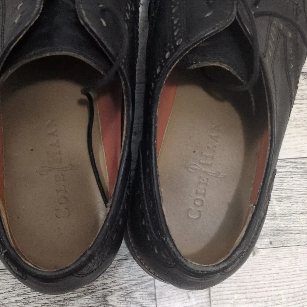 Cole Haan Men's Black Leather Wingtip Brogue Oxford Dress Shoes 9.5 M 163